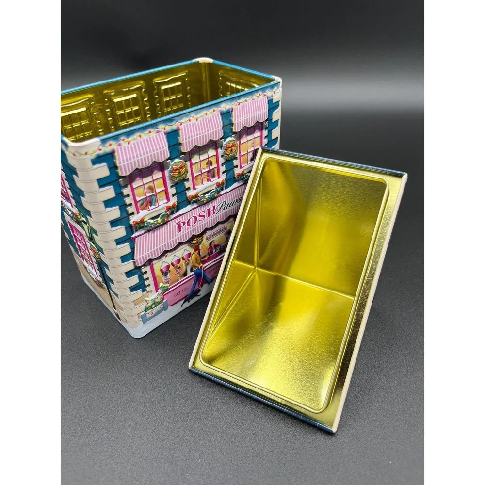 Vintage Harry London Christmas Village Tin: Posh Paws Holiday Decor